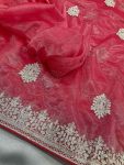 NEW ARRIVAL TWILL NET EMBROIDERY SEQUENCE WORK SAREE WITH UNSTITCHED BLOUSE PARTY WEAR WHOLESALE PRICE ETHNIC GARMENT (3)