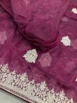 NEW ARRIVAL TWILL NET EMBROIDERY SEQUENCE WORK SAREE WITH UNSTITCHED BLOUSE PARTY WEAR WHOLESALE PRICE ETHNIC GARMENT (2)