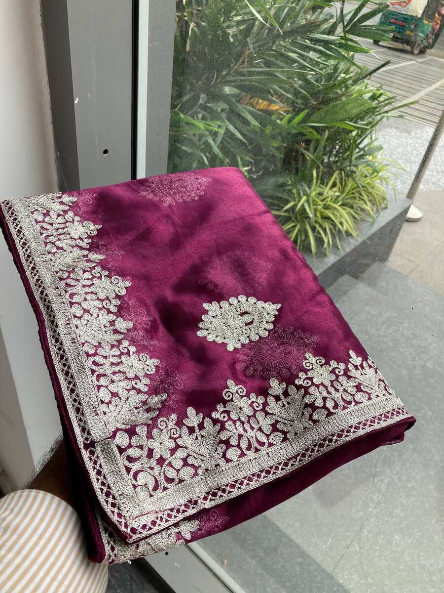 NEW ARRIVAL TWILL NET EMBROIDERY SEQUENCE WORK SAREE WITH UNSTITCHED BLOUSE PARTY WEAR WHOLESALE PRICE ETHNIC GARMENT (8)