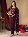 NEW ARRIVAL VISCOSE HAND WORK TOP BOTTOM WITH DUPATTA PURPLE