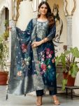 NEW ARRIVAL VISCOSE JACQUARD WORK TOP BOTTOM WITH DUPATTA BLUE