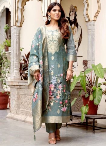 NEW ARRIVAL VISCOSE JACQUARD WORK TOP BOTTOM WITH DUPATTA MINT