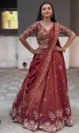 RICH LOOK CHINON EMBROIDERY THREAD & SEQUENCE WORK LEHENGA CHOLI WITH DUPATTA CHIKU