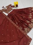 RICH LOOK CHINON EMBROIDERY THREAD & SEQUENCE WORK LEHENGA CHOLI WITH DUPATTA WEDDING WEAR WHOLESALE PRICE ETHNIC GARMENT (1)