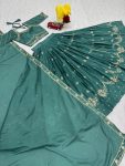 RICH LOOK CHINON EMBROIDERY THREAD & SEQUENCE WORK LEHENGA CHOLI WITH DUPATTA RAMA