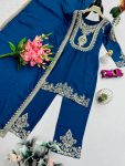 RICH LOOK CHINON SILK EMBROIDERY CODING & SEQUENCE WORK TOP BOTTOM WITH DUPATTA FUNCTIONAL WEAR WHOLESALE PRICE ETHNIC GARMENT (18)