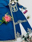 RICH LOOK CHINON SILK EMBROIDERY CODING & SEQUENCE WORK TOP BOTTOM WITH DUPATTA FUNCTIONAL WEAR WHOLESALE PRICE ETHNIC GARMENT (18)