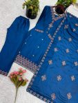 RICH LOOK CHINON SILK EMBROIDERY SEQUENCE WORK AND HEAVY LACE WORK TOP BOTTOM WITH DUPATTA FESTIVE WEAR WHOLESALE PRICE ETHNIC GARMENT (2)