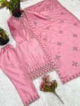RICH LOOK CHINON SILK EMBROIDERY SEQUENCE WORK AND HEAVY LACE WORK TOP BOTTOM WITH DUPATTA FESTIVE WEAR WHOLESALE PRICE ETHNIC GARMENT (12)