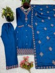 RICH LOOK CHINON SILK EMBROIDERY SEQUENCE WORK AND HEAVY LACE WORK TOP BOTTOM WITH DUPATTA FESTIVE WEAR WHOLESALE PRICE ETHNIC GARMENT (2)