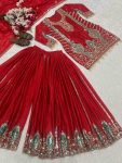 RICH LOOK CHINON SILK SEQUENCE EMBROIDERY WORK TOP PALAZZO WITH DUPATTA FUNCTIONAL WEAR WHOLESALE PRICE ETHNIC GARMENT (2)