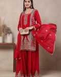 RICH LOOK CHINON SILK SEQUENCE EMBROIDERY WORK TOP PALAZZO WITH DUPATTA FUNCTIONAL WEAR WHOLESALE PRICE ETHNIC GARMENT (2)