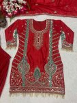 RICH LOOK CHINON SILK SEQUENCE EMBROIDERY WORK TOP PALAZZO WITH DUPATTA FUNCTIONAL WEAR WHOLESALE PRICE ETHNIC GARMENT (2)