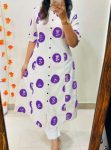 RICH LOOK COTTON RAYON DIGITAL PRINT WORK KURTI WITH PENT SET PURPLE