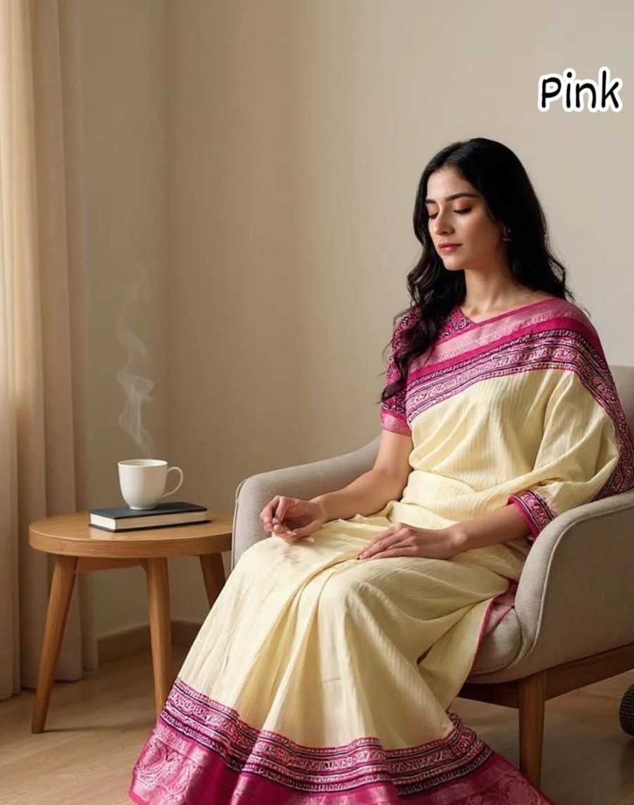 RICH LOOK DOLA SILK FLORAL DESIGN WITH CONTRAST WEAVING BORDER WORK SAREE WITH UNSTITCHED BLOUSE FESTIVE WEAR WHOLESALE PRICE ETHNIC GARMENT (13)