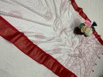 RICH LOOK DOLA SILK JACQUARD WEAVING BORDER AND BATIK PRINT WORK SAREE WITH UNSTITCHED BLOUSE FESTIVE WEAR WHOLESALE PRICE ETHNIC GARMENT (13)