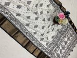 RICH LOOK DOLA SILK JACQUARD WEAVING BORDER AND BATIK PRINT WORK SAREE WITH UNSTITCHED BLOUSE FESTIVE WEAR WHOLESALE PRICE ETHNIC GARMENT (22)