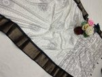 RICH LOOK DOLA SILK JACQUARD WEAVING BORDER AND BATIK PRINT WORK SAREE WITH UNSTITCHED BLOUSE FESTIVE WEAR WHOLESALE PRICE ETHNIC GARMENT (7)