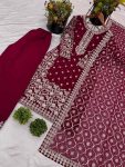 RICH LOOK FAUX GEORGETTE EMBROIDERY SEQUENCE AND BEADS WORK TOP PALAZZO WITH DUPATTA PARTY WEAR WHOLESALE PRICE ETHNIC GARMENT (2)