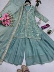 RICH LOOK FENDY SILK EMBROIDERY SEQUENCE WORK TOP PALAZZO WITH DUPATTA PARTY WEAR WHOLESALE PRICE ETHNIC GARMENT (4)