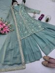 RICH LOOK FENDY SILK EMBROIDERY SEQUENCE WORK TOP PALAZZO WITH DUPATTA PARTY WEAR WHOLESALE PRICE ETHNIC GARMENT (4)
