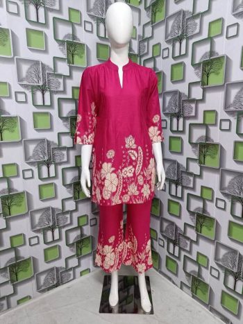 RICH LOOK FLEX COTTON PRINTED CO-ORD SET PINK