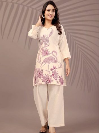RICH LOOK FLEX COTTON PRINTED CO-ORD SET LAVENDER