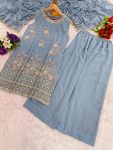 RICH LOOK GEORGETTE EMBROIDERY SEQUENCE WORK TOP PALAZZO WITH DUPATTA FESTIVE WEAR WHOLESALE PRICE ETHNIC GARMENT (7)