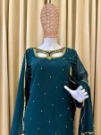 RICH LOOK GEORGETTE EMBROIDERY WORK WITH REAL PEARL MOTI WORK TOP BOTTOM WITH DUPATTA FESTIVE WEAR WHOLESALE PRICE ETHNIC GARMENT (5)