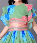 RICH LOOK GEORGETTE FLORAL DESIGN & LACE BORDER WORK KID’S LEHENGA CHOLI WITH DUPATTA FESTIVE WEAR WHOLESALE PRICE ETHNIC GARMENT (7)