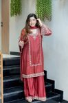 RICH LOOK GERMAN CHIFFON EMBROIDERY WORK TOP PALAZZO WITH DUPATTA FUNCTIONAL WEAR WHOLESALE PRICE ETHNIC GARMENT (2)