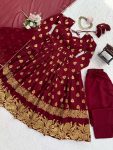 RICH LOOK JACQUARD WEAVING WORK GOWN BOTTOM WITH DUPATTA FESTIVE WERAR WHOLESALE PRICE ETHNIC GARMENT (2)