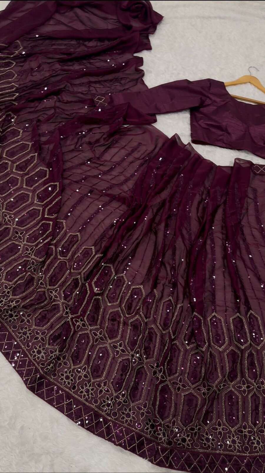 RICH LOOK KASTURI SILK SEQUENCE, THREAD & DORI WORK SAREE WITH UNSTITCHED BLOUSE PARTY WEAR WHOLESALE PRICE ETHNIC GARMENT (7)