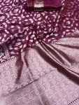 RICH LOOK LICHI SILK BANARASI WEAVING WORK SAREE WITH UNSTITCHED BLOUSE FESTIVE WEAR WHOLESALE PRICE ETHNIC GARMENT (20)