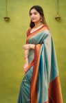 RICH LOOK LICHI SILK BANARASI WEAVING WORK SAREE WITH UNSTITCHED BLOUSE FESTIVE WEAR WHOLESALE PRICE ETHNIC GARMENT (1)-Photoroom