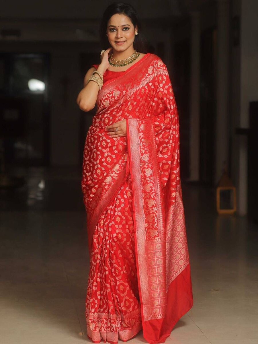 RICH LOOK LICHI SILK BANARASI WEAVING WORK SAREE WITH UNSTITCHED BLOUSE FESTIVE WEAR WHOLESALE PRICE ETHNIC GARMENT (27)