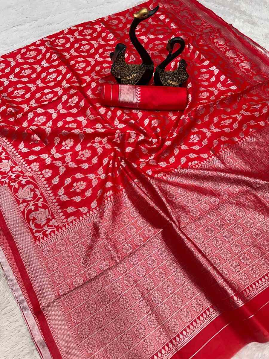 RICH LOOK LICHI SILK BANARASI WEAVING WORK SAREE WITH UNSTITCHED BLOUSE FESTIVE WEAR WHOLESALE PRICE ETHNIC GARMENT (33)