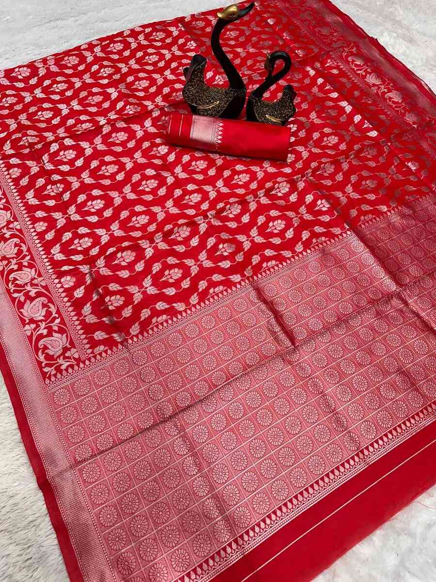 RICH LOOK LICHI SILK BANARASI WEAVING WORK SAREE WITH UNSTITCHED BLOUSE FESTIVE WEAR WHOLESALE PRICE ETHNIC GARMENT (37)
