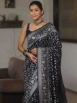 RICH LOOK LICHI SILK BANARASI WEAVING WORK SAREE WITH UNSTITCHED BLOUSE FESTIVE WEAR WHOLESALE PRICE ETHNIC GARMENT (47)