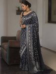 RICH LOOK LICHI SILK BANARASI WEAVING WORK SAREE WITH UNSTITCHED BLOUSE FESTIVE WEAR WHOLESALE PRICE ETHNIC GARMENT (47)