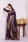 RICH LOOK LICHI SILK JACQUARD WORK SAREE WITH UNSTITCHED BLOUSE FESTIVE WEAR WHOLESALE PRICE ETHNIC GARMENT (17)