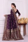 RICH LOOK LICHI SILK JACQUARD WORK SAREE WITH UNSTITCHED BLOUSE FESTIVE WEAR WHOLESALE PRICE ETHNIC GARMENT (17)