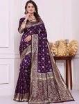 RICH LOOK LICHI SILK JACQUARD WORK SAREE WITH UNSTITCHED BLOUSE FESTIVE WEAR WHOLESALE PRICE ETHNIC GARMENT (17)
