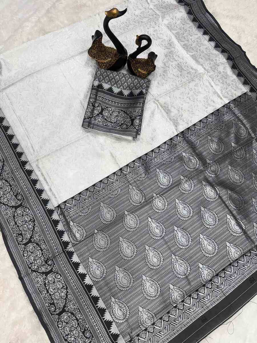 RICH LOOK LICHI SILK ORGANIC BANARASI SAREE WITH UNSTITCHED BLOUSE FUNCTIONAL WEAR WHOLESALE PRICE ETHNIC GARMENT (1)