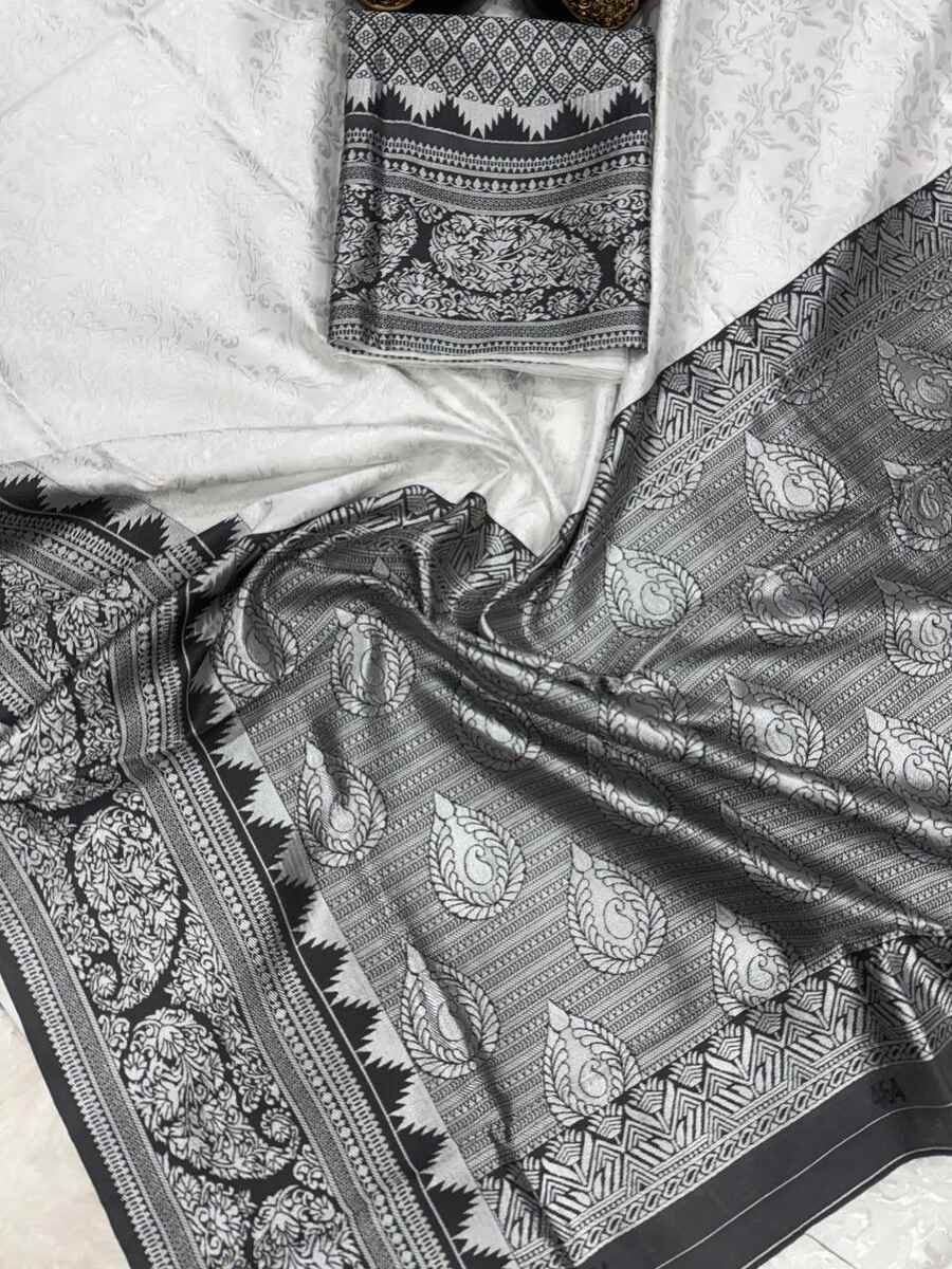 RICH LOOK LICHI SILK ORGANIC BANARASI SAREE WITH UNSTITCHED BLOUSE FUNCTIONAL WEAR WHOLESALE PRICE ETHNIC GARMENT (6)