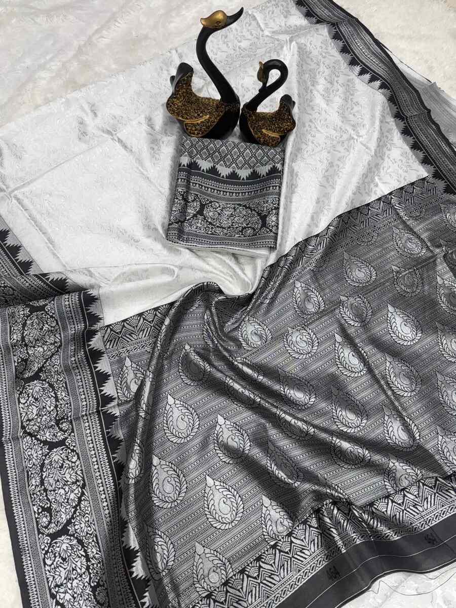 RICH LOOK LICHI SILK ORGANIC BANARASI SAREE WITH UNSTITCHED BLOUSE FUNCTIONAL WEAR WHOLESALE PRICE ETHNIC GARMENT (7)