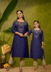 RICH LOOK MAGIC COTTON FOIL PRINT WORK MOTHER DAUGHTER FESTIVE WEAR WHOLESALE PRICE ETHNIC GARMENT (1)