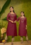 RICH LOOK MAGIC COTTON FOIL PRINT WORK MOTHER DAUGHTER FESTIVE WEAR WHOLESALE PRICE ETHNIC GARMENT (3)