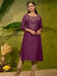 RICH LOOK MAGIC COTTON FOIL PRINT WORK ONLY KURTI WINE