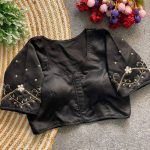 RICH LOOK MALAI SATIN HAND WORK STITCHED BLOUSE BLACK